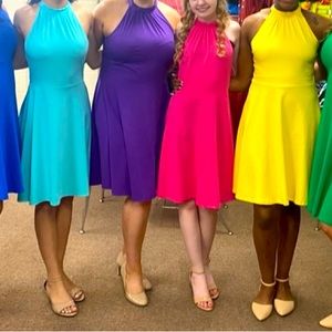 Ouges XL Purple Halter Neck Sleeveless Flared Swing  Casual A Line Sundress